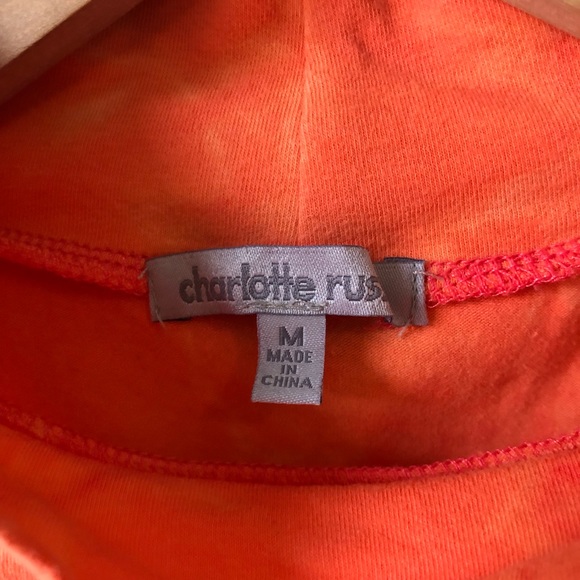 Upcycled bleach dye mock neck crop top M orange - Picture 3 of 5